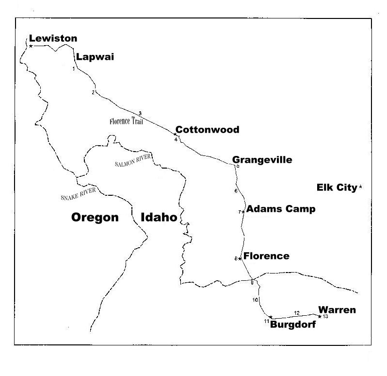 Map of old mining trails