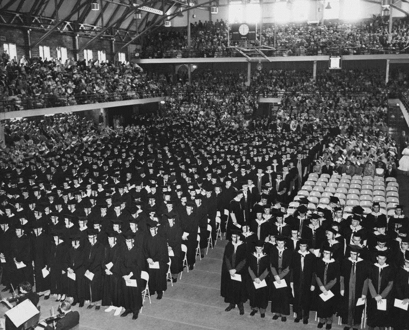 commencement in Memorial Gym