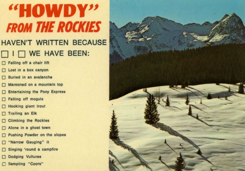 "Howdy" from the Rockies postcard