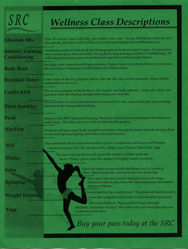 Student Recreation Center Wellness Class Descriptions