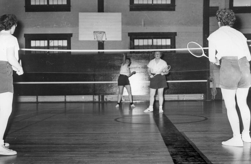 women playing badminton