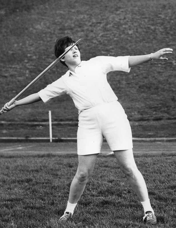 Donna Olson throwing javelin