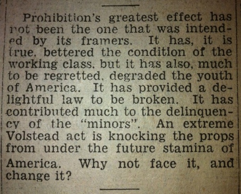 Argonaut article regarding Prohibition