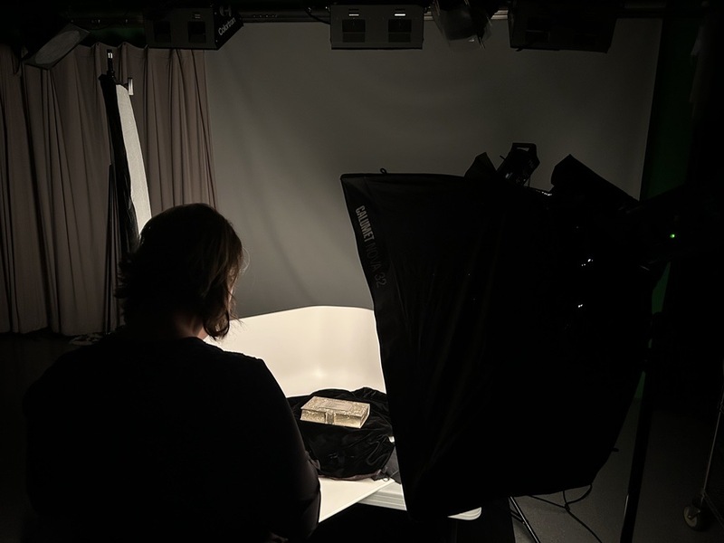 Setting up the photography session in the studio