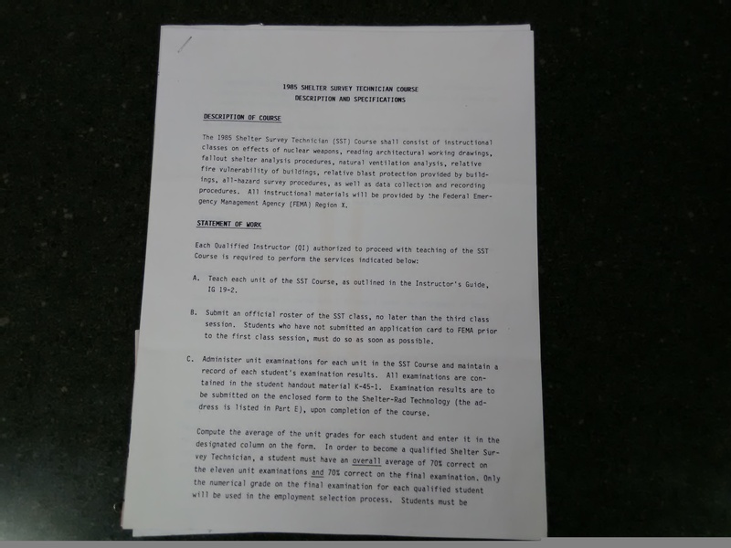 1985 Shelter Survey Technician Course Description and Specifications