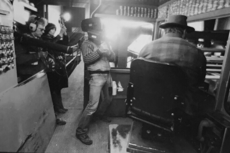 Camera crew shooting a scene for the Cedar Thief! documentary.