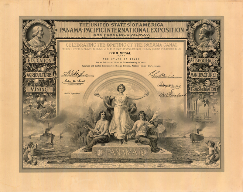 certificate from the Panama-Pacific International Exposition