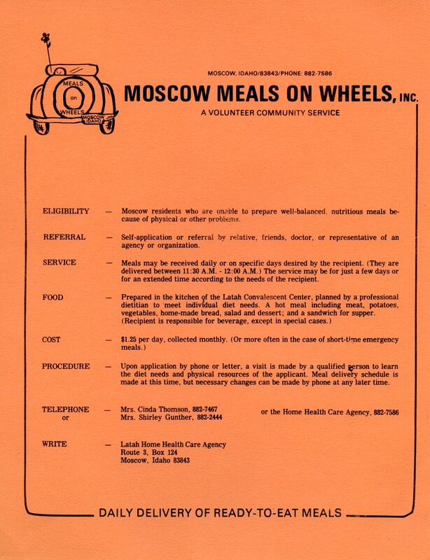 Moscow Meals on Wheels informational flyer