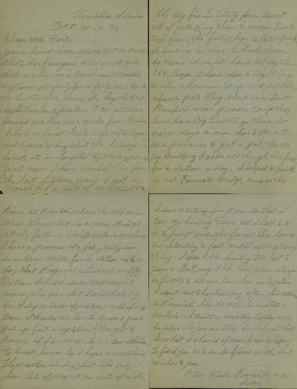 Bill (William) Kiele letter from Kooskia, Idaho
