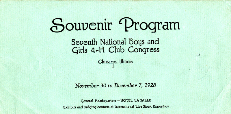 Souvenir Program of the 7th National Boys and Girls 4-H Club Congress