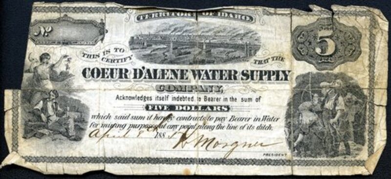 Coeur d'Alene Water Supply Company certificate of debt