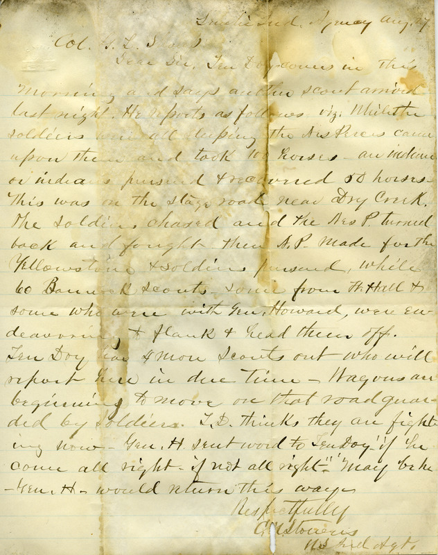Letter to George Shoup from the Lemhi Indian Agency