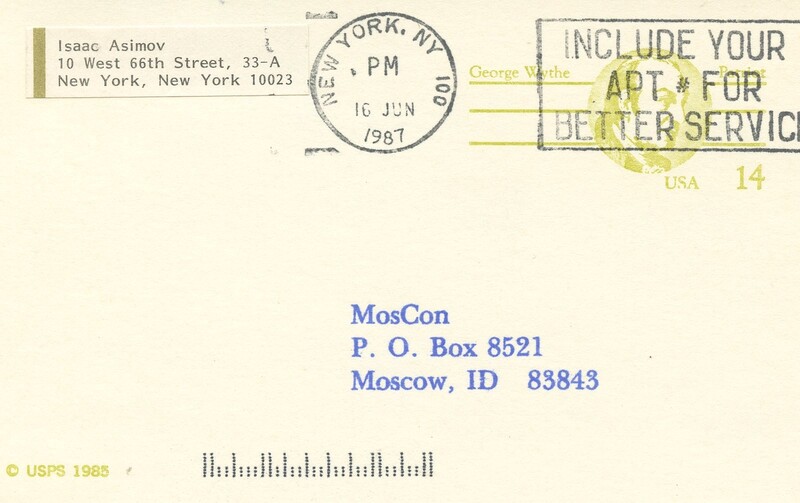 Postcard Returned to Moscon by Isaac Asimov