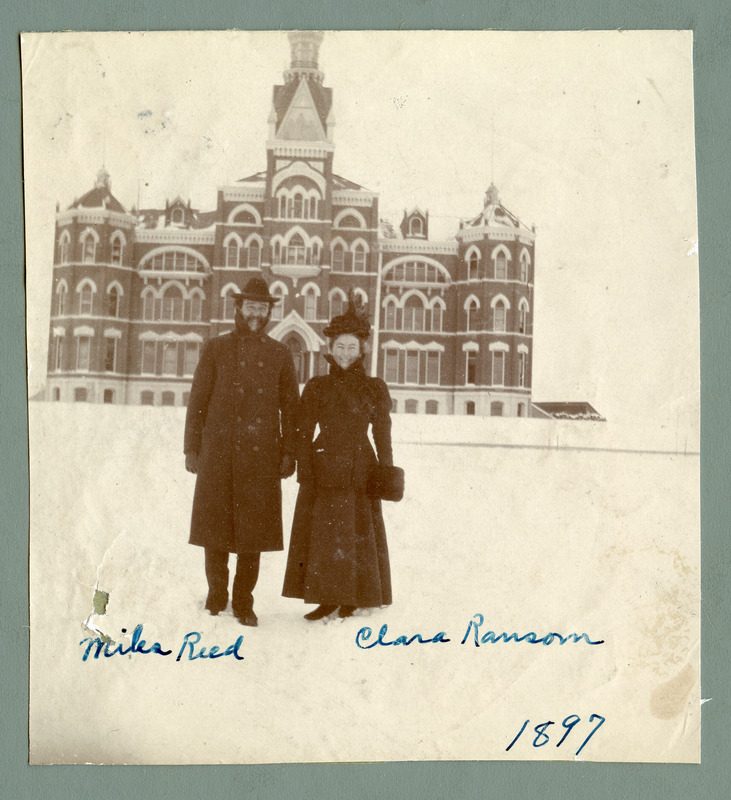 Clara Ransom and Miles Reed in front of Administration Building