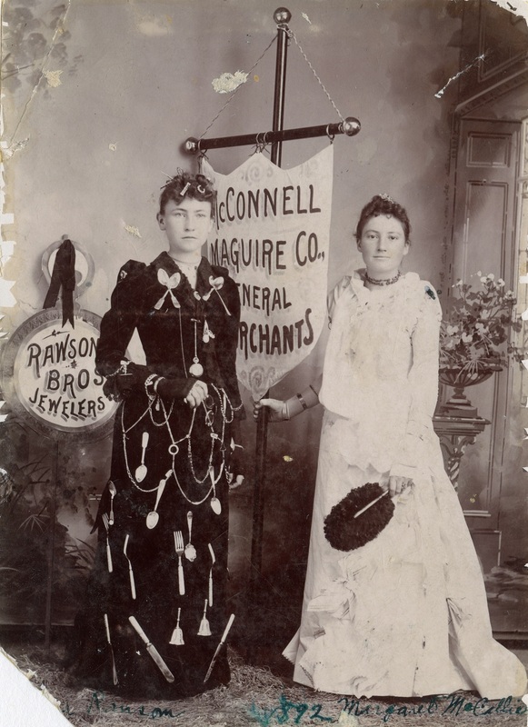 Clara Ransom and Margaret Bryan McCallie in costumes at Merchant's carnival in Moscow, Idaho