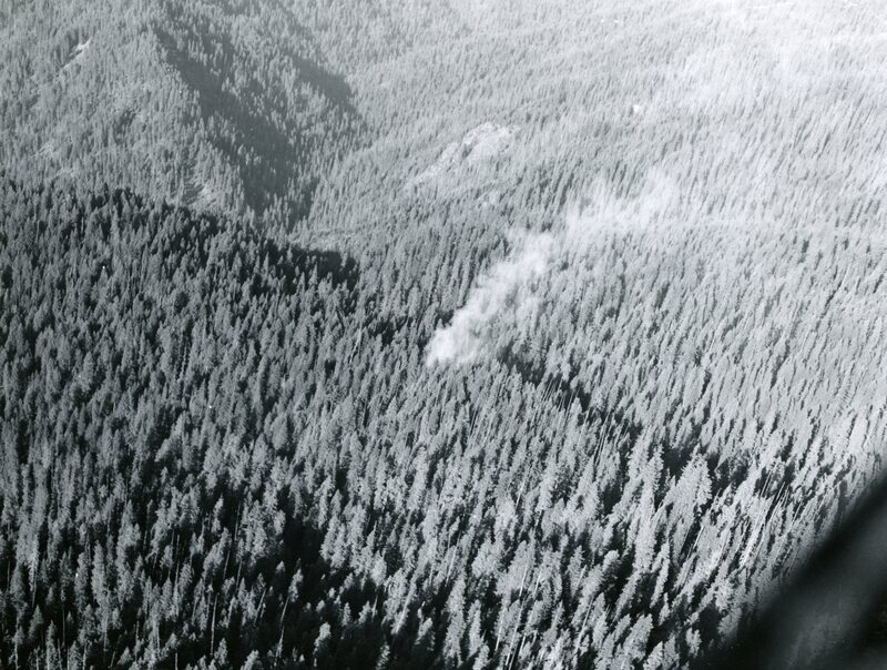 aerial view of forest fire from lightning strike near Benton Creek (CTPA)