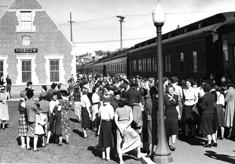 arrival of Student Special train from southern Idaho