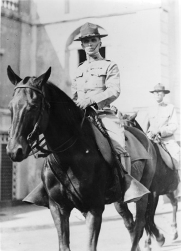 Edward Robert Chrisman (1866-1939) (Military Science Department, University of Idaho, 1894-1898; 1902-1905; 1919-1932; Commandant of Cadets, emeritus, 1936-1939) on horse