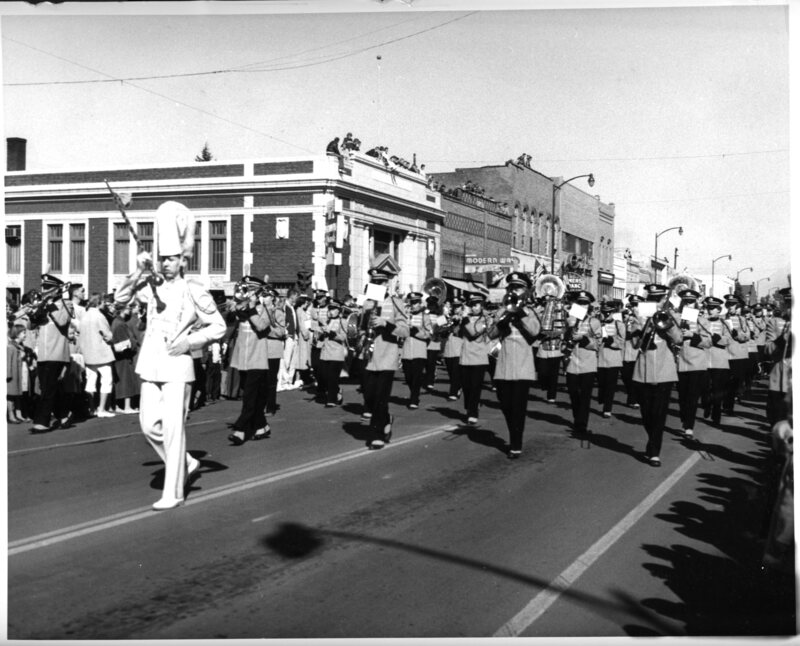 marching band in homecoming parade