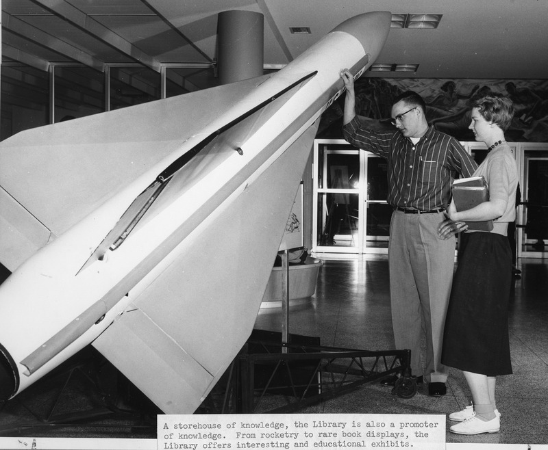 rocket display in University of Idaho Library