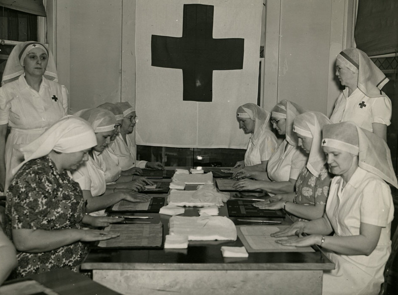 American Red Cross nurses, surgical dressing