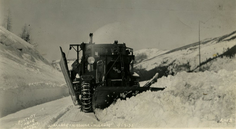 snow plow on the Wallace-Missoula HIghway