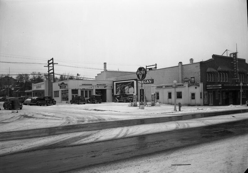 Kenworthy Theater, Safeway and the Veltex Service Station, Eshon Service Corner