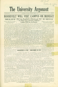 University Argonaut, "Roosevelt will visit campus on Monday" 