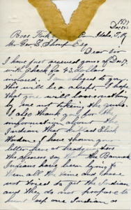 Letter to George Shoup from Albert Lyon about the Bannock Tribe