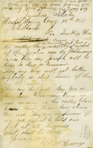 Letter to George Shoup from H.C. McCreery about Chief Joseph