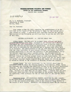 letter from Willis H. Hale, Major General, US Army to Dr. J.E. Buchanan, University of Idaho President