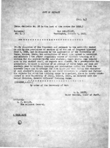 Copy of War Department bulletin excerpt